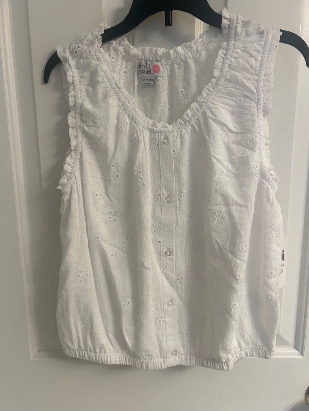 NWT-Girls' Colorful Planet White Eyelet Sleeveless Top